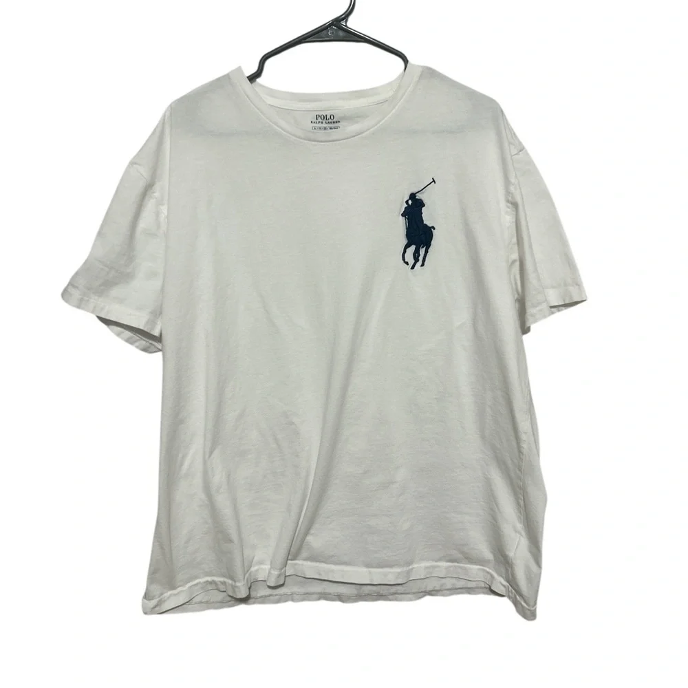 Lot of 2 Polo Ralph Lauren XL White Big Pony Tee Blue Pima Soft Touch Polo - Picture 5 of 12